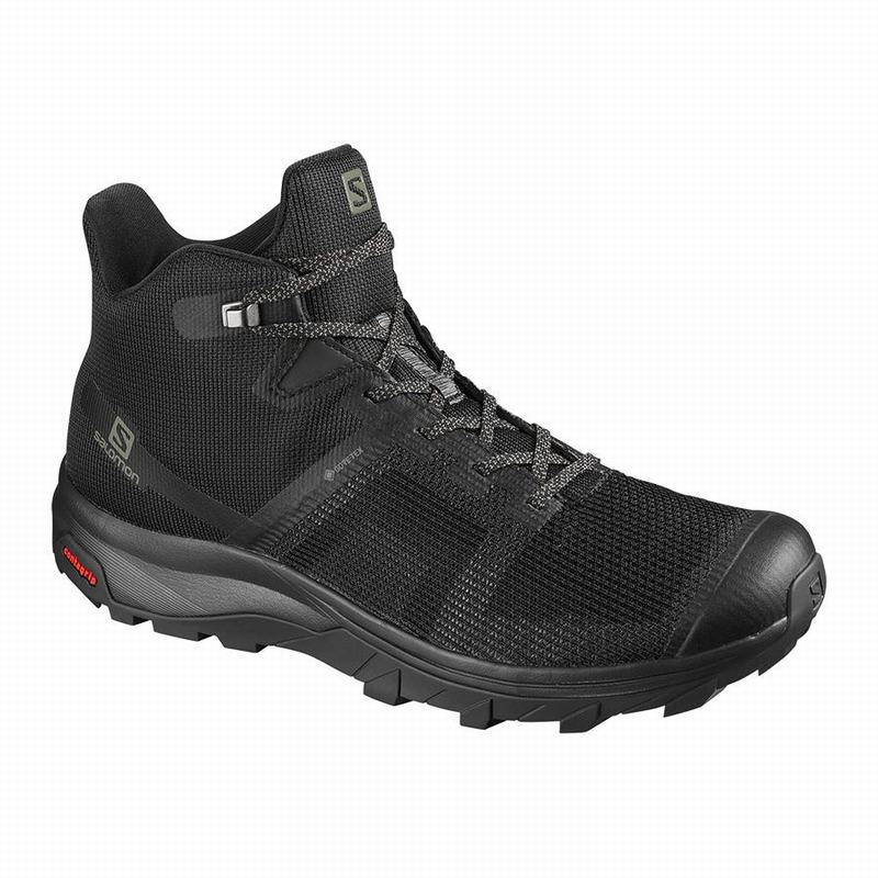 Salomon Israel OUTLINE PRISM MID GORE-TEX - Mens Hiking Shoes - Black (ZIUA-23714)